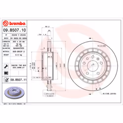 Disque de frein BREMBO 09B50711 arrière, ventilé, à haute teneur en carbone, 1 pièce