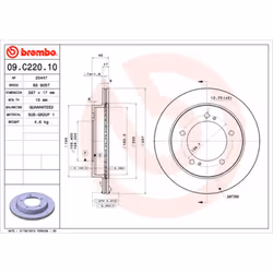Disque de frein BREMBO 09C22010 avant, ventilé, 1 pièce