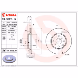 Disque de frein BREMBO 9992811 avant, ventilé, 1 pièce
