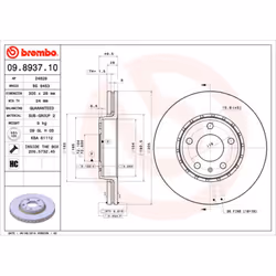 Disque de frein BREMBO 9893711 avant, ventilé, à haute teneur en carbone, 1 pièce