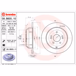 Disque de frein BREMBO 08B60511 arrière, plein, à haute teneur en carbone, 1 pièce