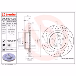 Disque de frein BREMBO 9890421 avant, ventilé, à haute teneur en carbone, 1 pièce