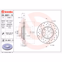 Disque de frein BREMBO 0986011X avant, perforé, ventilé, perforé, 1 pièce