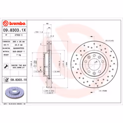 Disque de frein BREMBO XTRA LINE BREMBO 09.8303.1X, 1 pièce