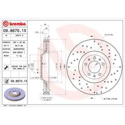 Disque de frein BREMBO XTRA LINE BREMBO 09.8670.1X, 1 pièce