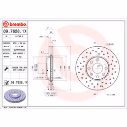 Disque de frein BREMBO 0976281X avant, perforé, ventilé, perforé, 1 pièce