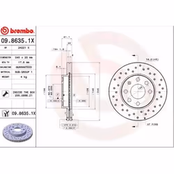 Disque de frein; BREMBO; XTRA LINE; 240 20 4 perforé/ventilé de l'intérieur revêtu; pour OPEL, VAUXHALL; 569021, 9195985, 955 ...