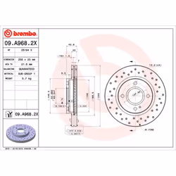 Disque de frein BREMBO XTRA LINE BREMBO 09.A968.2X, 1 pièce