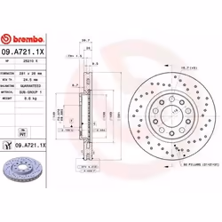 BREMBO Disque de frein ALFA ROMEO: Giulietta 5 portes, JEEP: Renegade SUV, FIAT: 500X XTRA LINE 09.A721.1X 51806278,51815312,71777095,51937305