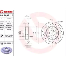 BREMBO Disque de frein OPEL: Corsa C 3/5 portes, Corsa C Van XTRA LINE 11mm 4 plein, perforé revêtu 08.8638.1X 569020,9195981 Disques de frein, Disque