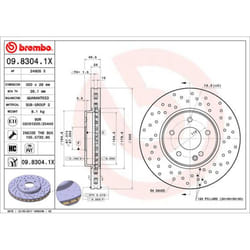 Disque de frein BREMBO XTRA LINE BREMBO 09.8304.1X, 1 pièce