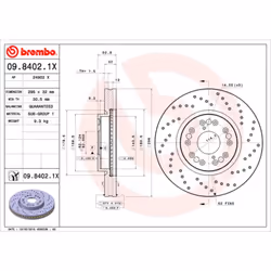 Disque de frein BREMBO 0984021X avant, perforé, ventilé, perforé, 1 pièce