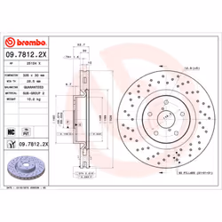 Disque de frein BREMBO 0978122X avant, perforé, ventilé, perforé, 1 pièce