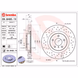 Disque de frein BREMBO 0984851X avant, perforé, ventilé, perforé, 1 pièce