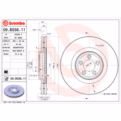 Disque de frein BREMBO 09B55611 avant, ventilé, à haute teneur en carbone, 1 pièce