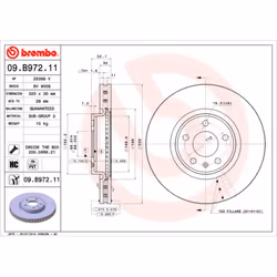 Disque de frein BREMBO 09B97211 avant, ventilé, à haute teneur en carbone, 1 pièce