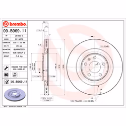 Disque de frein BREMBO 09B96911 arrière, ventilé, à haute teneur en carbone, 1 pièce