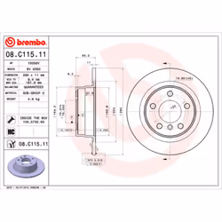 Disque de frein BREMBO 08C11511 arrière, plein, à haute teneur en carbone, 1 pièce