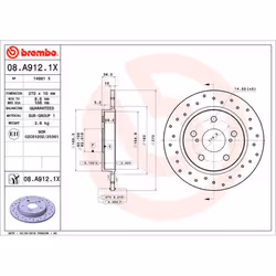 Disque de frein BREMBO XTRA LINE BREMBO 08.A912.1X, 1 pièce