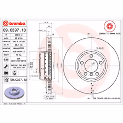 Disque de frein BREMBO 09C39713 avant, ventilé, à haute teneur en carbone, 1 pièce