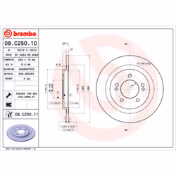 Disque de frein BREMBO 08C25011 arrière, plein, à haute teneur en carbone, 1 pièce