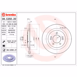 Disque de frein BREMBO 08C25021 arrière, plein, à haute teneur en carbone, 1 pièce