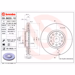 Disque de frein BREMBO 09B63511 avant, ventilé, à haute teneur en carbone, 1 pièce