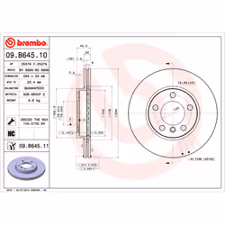 Disque de frein BREMBO 09B64511 avant, ventilé, à haute teneur en carbone, 1 pièce