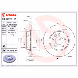 Disque de frein BREMBO 09B97311 avant, ventilé, à haute teneur en carbone, 1 pièce