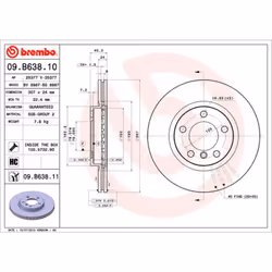 Disque de frein BREMBO 09B63811 avant, ventilé, à haute teneur en carbone, 1 pièce