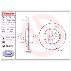 Disque de frein BREMBO 09C17411 avant, ventilé, à haute teneur en carbone, 1 pièce