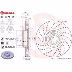 Disque de frein; BREMBO; COATED DISC LINE; 360 36 5 perforé/ventilé de l'intérieur revêtu à haute teneur en carbone; pour MER ...