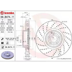 BREMBO Disque de frein COATED DISC LINE 36mm 5 perforé/ventilé de l'intérieur revêtu à haute teneur en carbone 09.B474.11 2314211312,2314211412