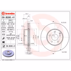 Disque de frein BREMBO 09B28041 avant, ventilé, à haute teneur en carbone, 1 pièce