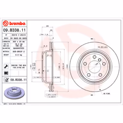 Disque de frein BREMBO 09B33821 arrière, ventilé, à haute teneur en carbone, 1 pièce
