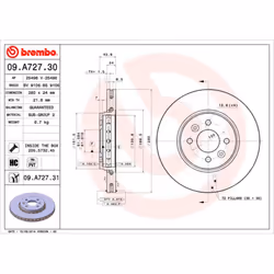 Disque de frein BREMBO 09A72731 avant, ventilé, à haute teneur en carbone, 1 pièce