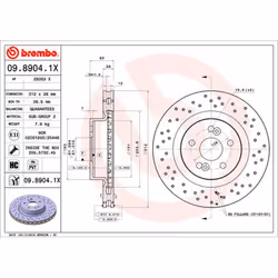Disque de frein BREMBO XTRA LINE BREMBO 09.8904.1X, 1 pièce