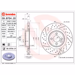 Disque de frein BREMBO 09B75421 avant, ventilé, rainuré, à haute teneur en carbone, 1 pièce