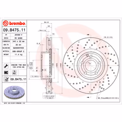 Disque de frein BREMBO 09B47511 avant, ventilé, à haute teneur en carbone, 1 pièce