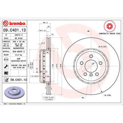 Disque de frein BREMBO 09C40113 arrière, ventilé, à haute teneur en carbone, 1 pièce