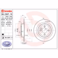 Disque de frein BREMBO 08C30711 arrière, plein, à haute teneur en carbone, 1 pièce