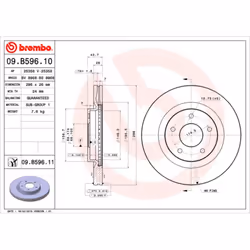 Disque de frein BREMBO 09B59611 avant, ventilé, 1 pièce