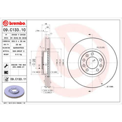 Disque de frein BREMBO 09C13311 avant, ventilé, à haute teneur en carbone, 1 pièce