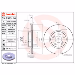Disque de frein BREMBO 09C31311 avant, ventilé, à haute teneur en carbone, 1 pièce