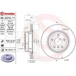 BREMBO Disque de frein BMW: 1 Coupé, 1 Cabriolet COATED DISC LINE 22mm 5 ventilé de l'intérieur revêtu à haute teneur en carbone 09.C315.11
