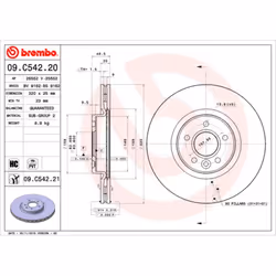 Disque de frein BREMBO 09C54221 avant, ventilé, à haute teneur en carbone, 1 pièce