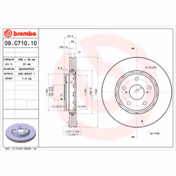 Disque de frein BREMBO 09C71011 avant, ventilé, 1 pièce