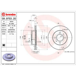 Disque de frein BREMBO 9975321 avant, ventilé, à haute teneur en carbone, 1 pièce