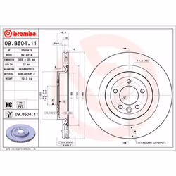 Disque de frein BREMBO 09B50411 arrière, ventilé, à haute teneur en carbone, 1 pièce