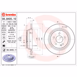 Disque de frein BREMBO 8840511 arrière, plein, à haute teneur en carbone, 1 pièce
